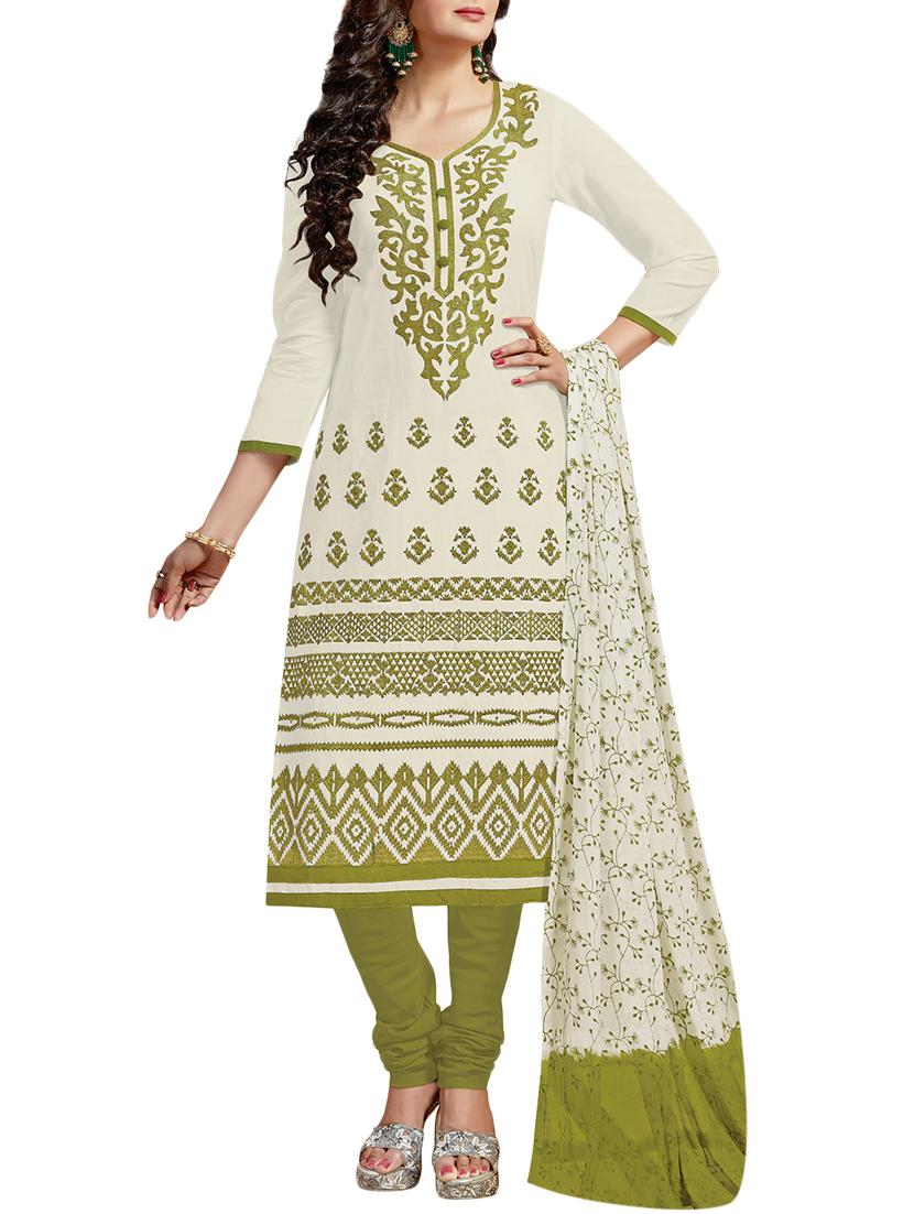 Embroidered unstitched churidaar suit - 15346603 - Zoom Image - 1