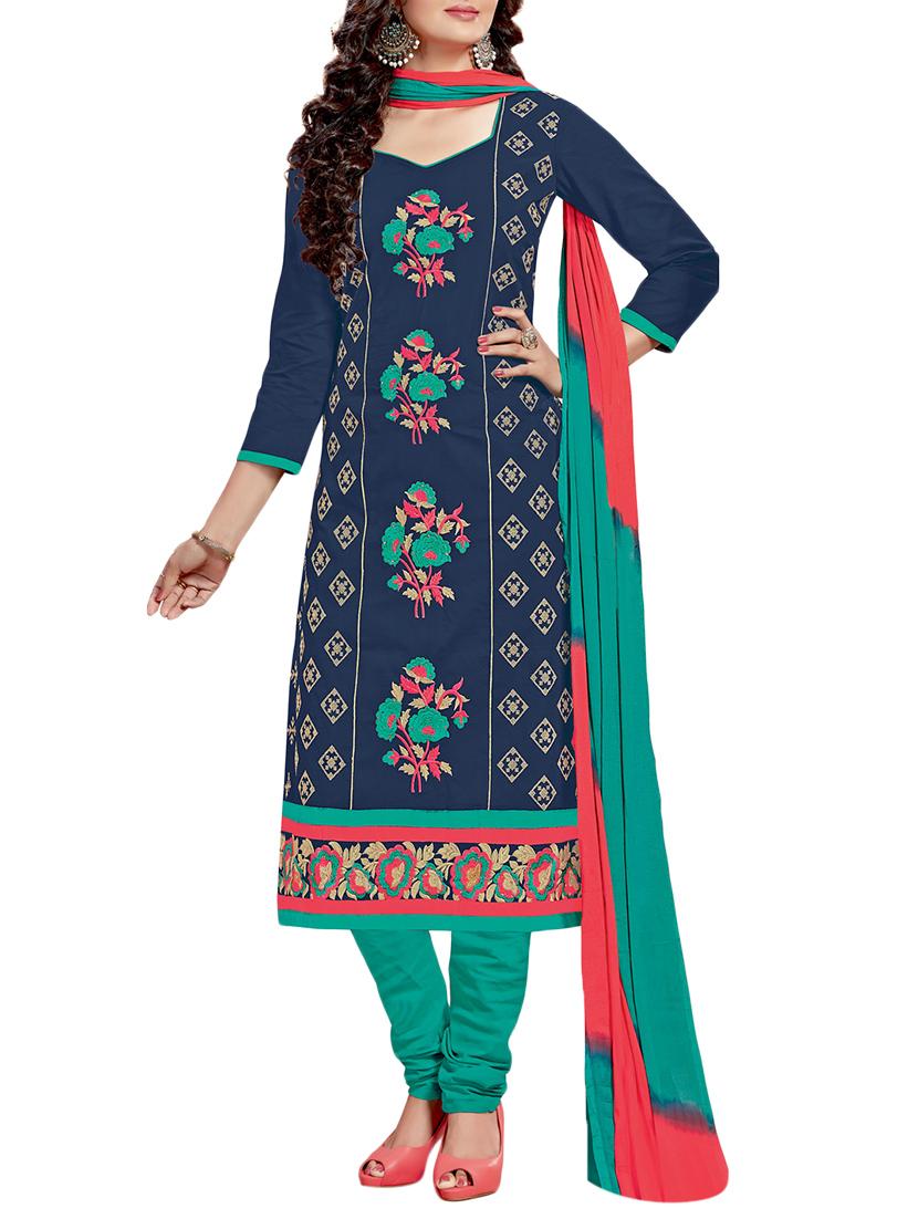 Embroidered unstitched churidaar suit - 15346604 - Zoom Image - 1