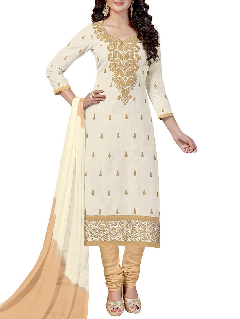 Embroidered unstitched churidaar suit - 15346607 - Zoom Image - 1