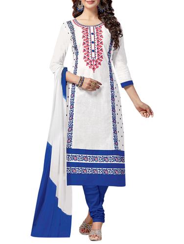 Embroidered unstitched churidaar suit - 15346615 - Very Small Image - 1
