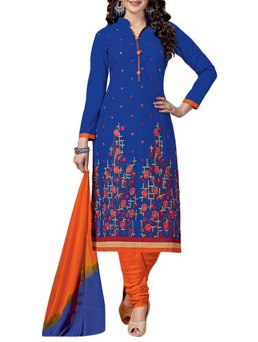 Embroidered unstitched churidaar suit - 15346618 - Very Small Image - 1