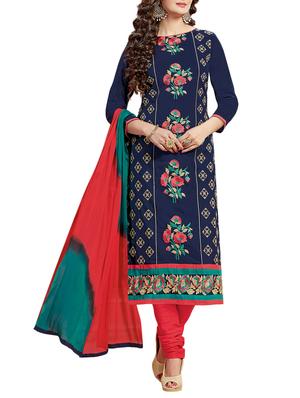 Embroidered unstitched churidaar suit - 15346620 - Standard Image - 1