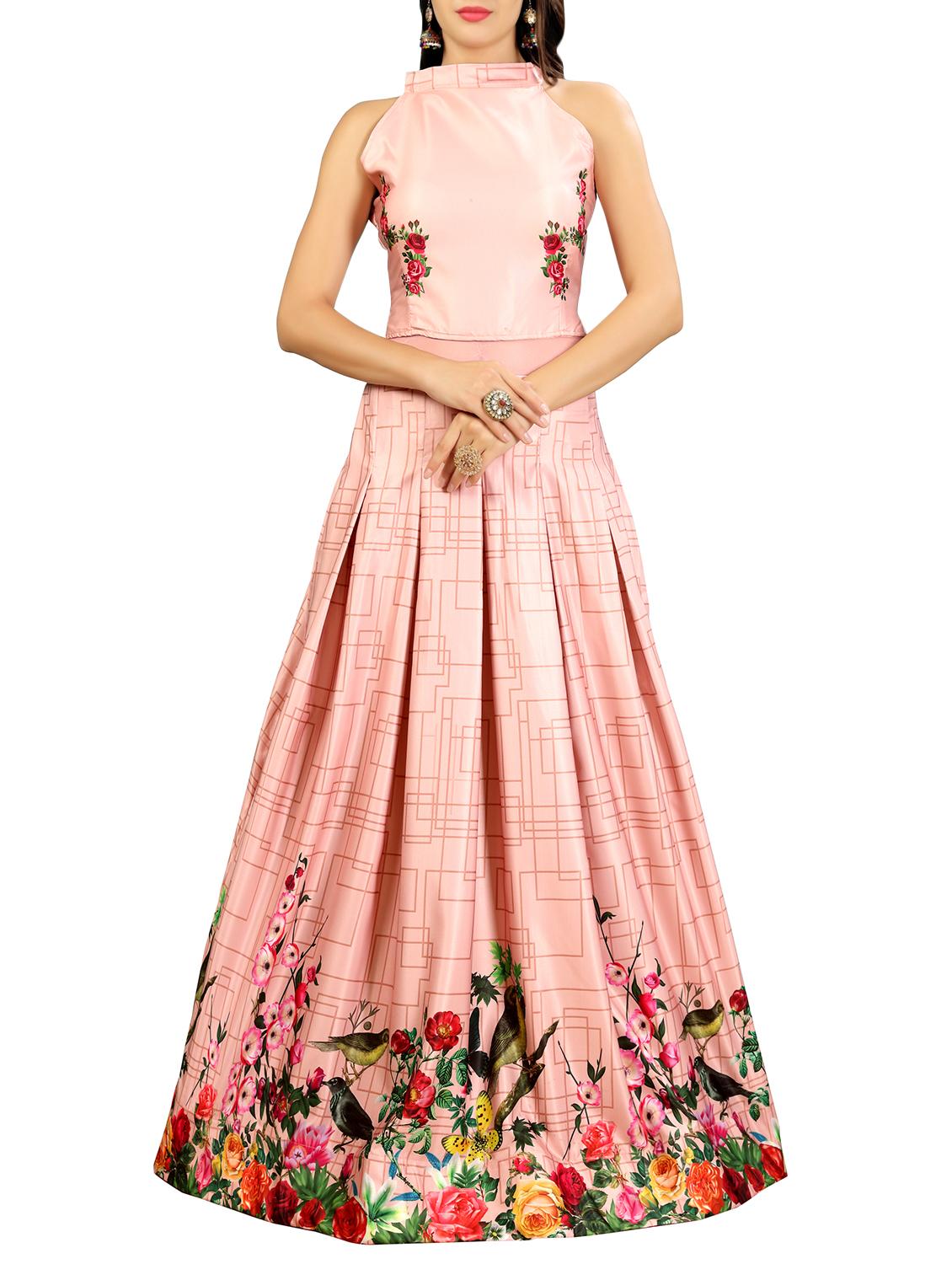 pink silk flared gown - 15346874 - Zoom Image - 1