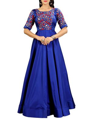 blue silk flared gown - 15346878 - Standard Image - 1