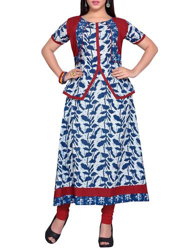 Indigo a-line kurta - 15347103 - Very Small Image - 1