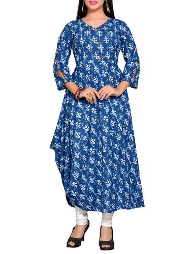 asymmetric indigo kurta - 15347104 - Very Small Image - 1