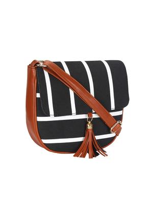 black canvas regular sling bag - 15347106 - Standard Image - 1