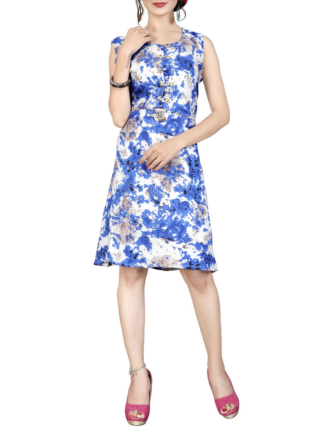 belted button loop detail a-line dress - 15347286 - Zoom Image - 1