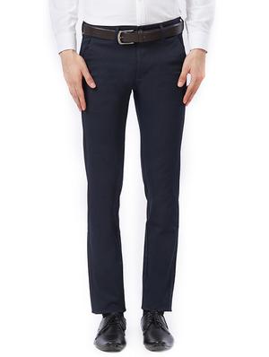 blue cotton flat front formal trouser - 15347298 - Standard Image - 1