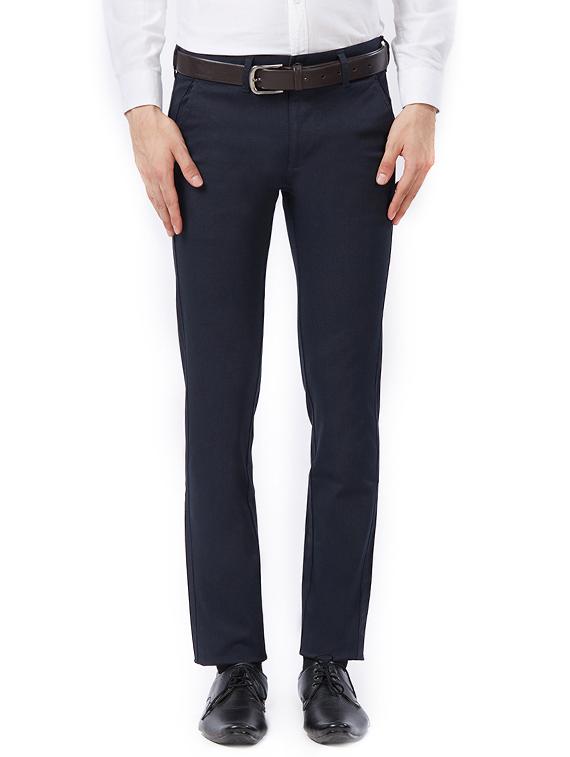 blue cotton flat front formal trouser - 15347298 - Zoom Image - 1