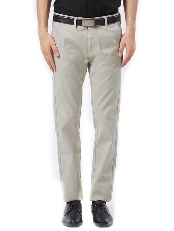 beige cotton flat front formal trouser - 15347307 - Zoom Image - 1