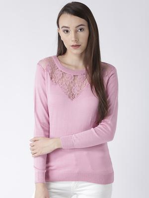 ribbed hem laced pullover - 15347349 - Standard Image - 1
