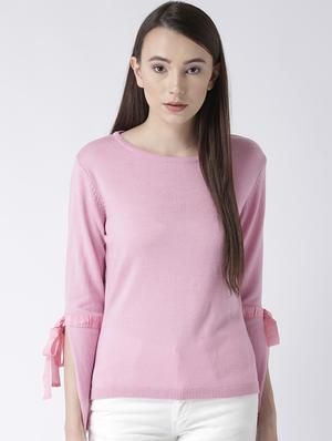 tie-knot sleeve solid pullover - 15347359 - Standard Image - 1