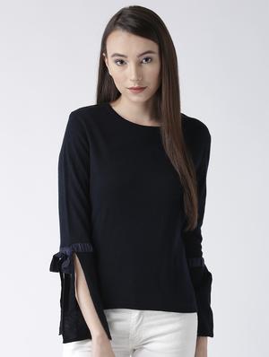 tie-knot sleeve solid pullover - 15347360 - Standard Image - 1