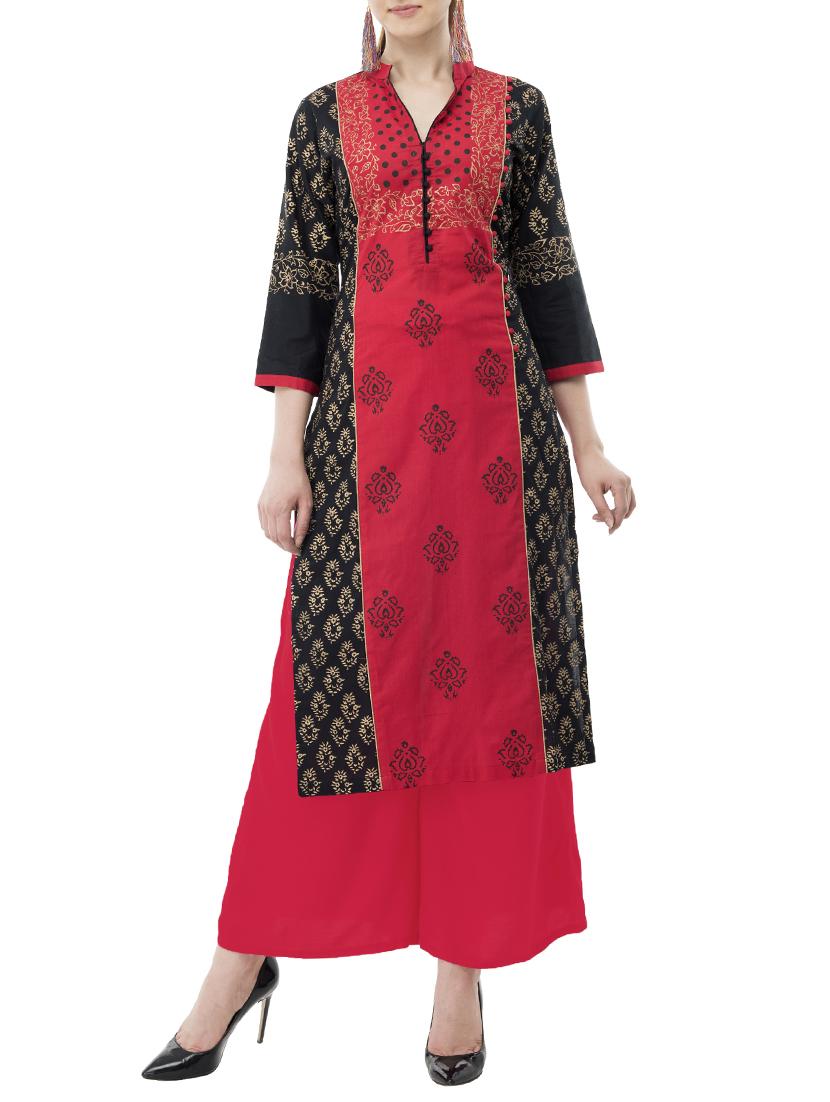 Block print straight kurta - 15347378 - Zoom Image - 1