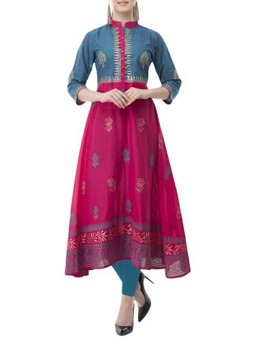pink cotton anarkali kurta - 15347381 - Very Small Image - 1