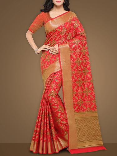 jacquard work patola red saree with blouse - 15347394 - Very Small Image - 1