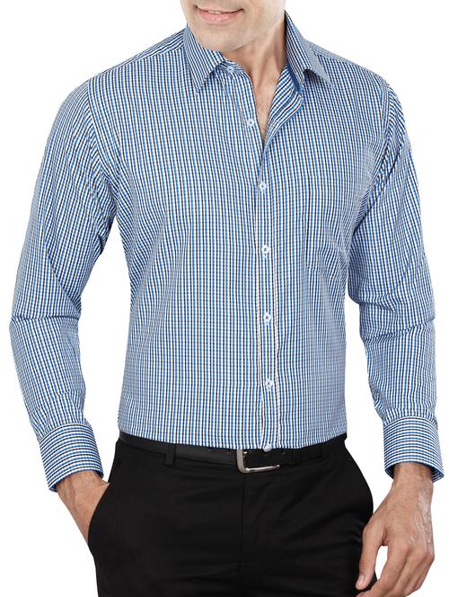 blue polyester blend formal shirt - 15347857 - Standard Image - 1