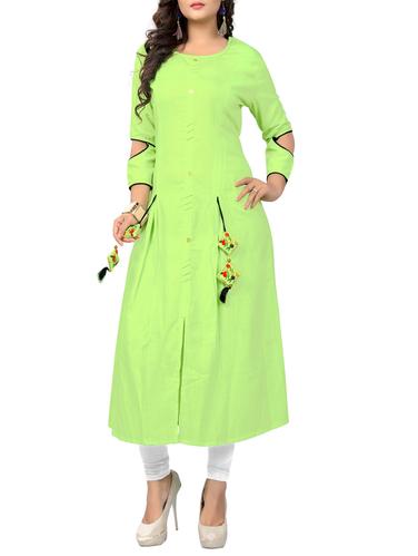 Green a-line kurta - 15347863 - Very Small Image - 1