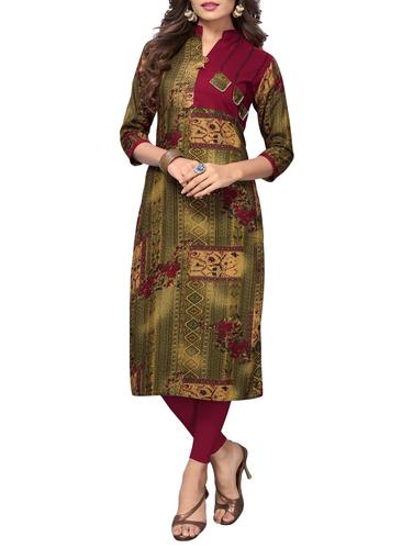 Brown rayon straight kurta - 15347864 - Very Small Image - 1