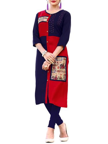 color block straight kurta - 15347872 - Very Small Image - 1