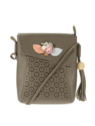 grey leatherette (pu) regular sling bag - 15347899 - Very Small Image - 1