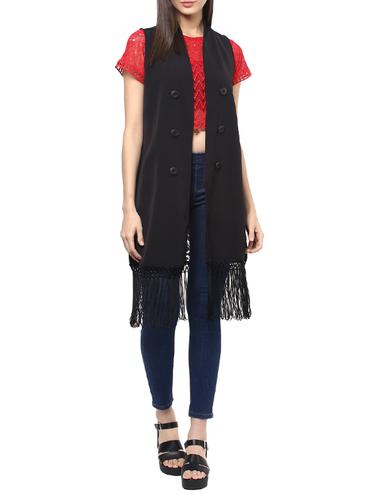 laced back fringe detail shrug - 15347944 - Very Small Image - 1