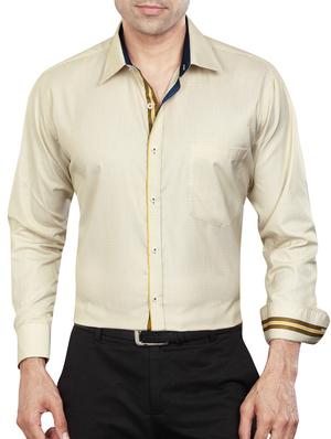 beige polyester blend formal shirt - 15347990 - Standard Image - 1