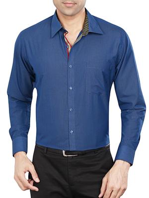 blue polyester blend formal shirt - 15348002 - Standard Image - 1