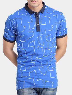 blue cotton all over print t-shirt - 15348152 - Standard Image - 1