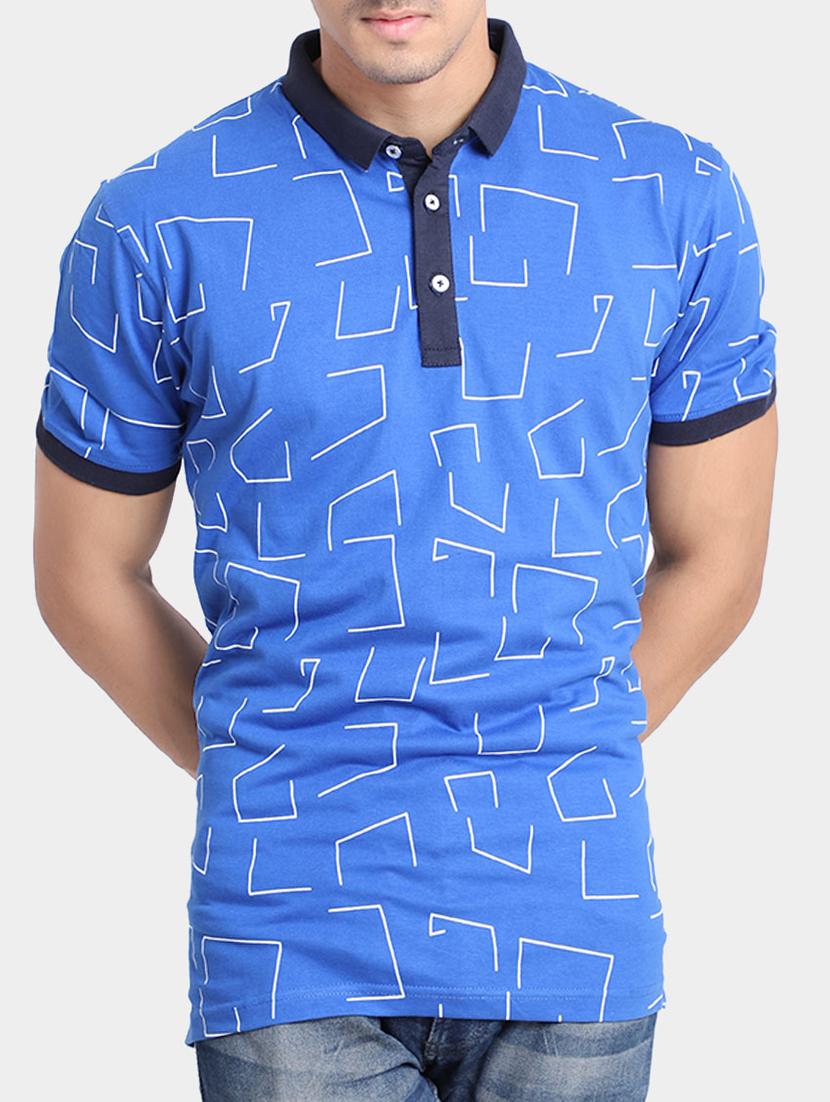 blue cotton all over print t-shirt - 15348152 - Zoom Image - 1