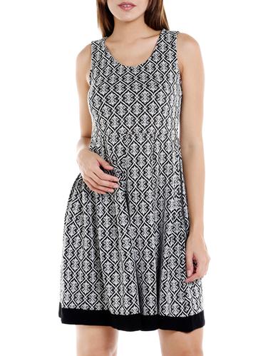 pleated fit & flare dress - 15348471 - Very Small Image - 1