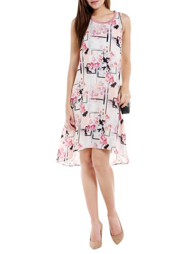 keyhole back floral high-low dress - 15348472 - Very Small Image - 1