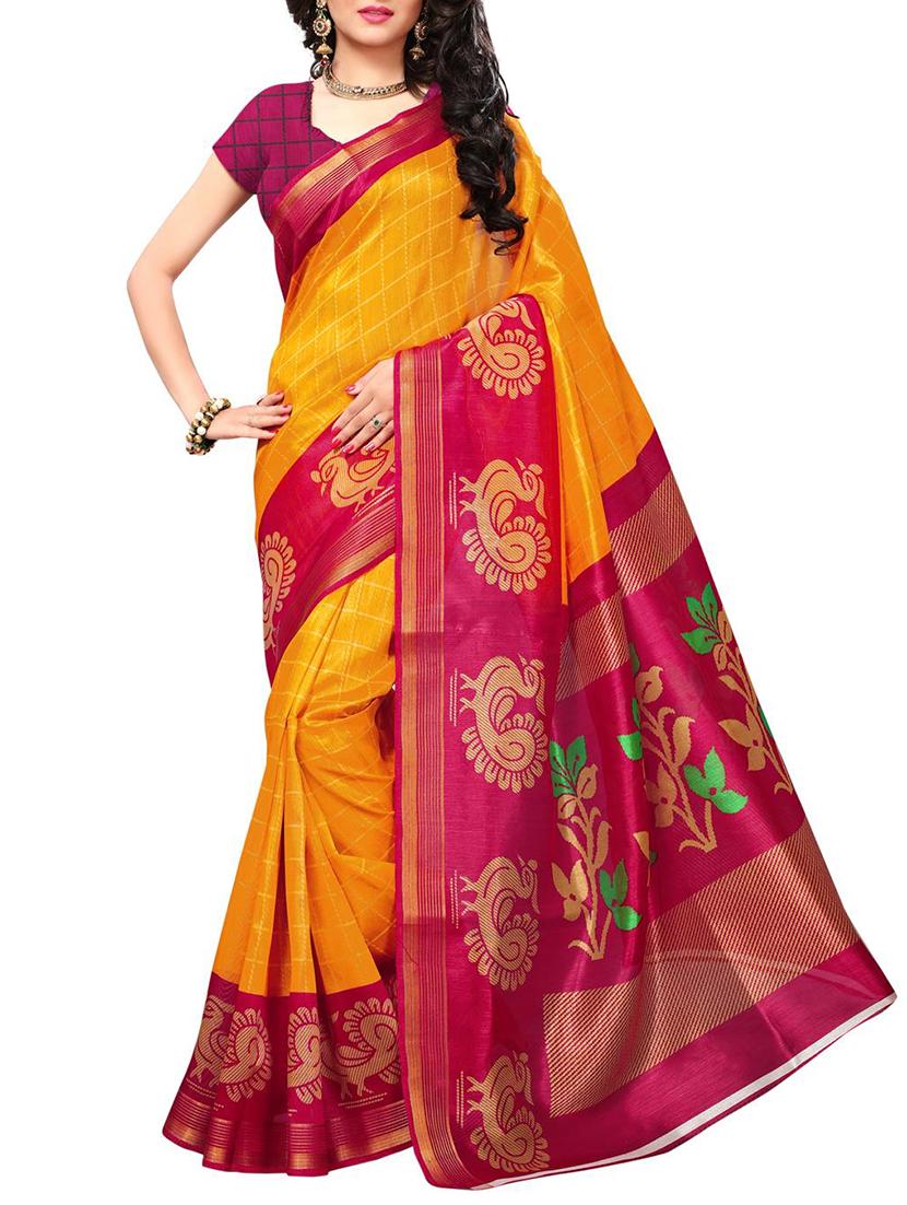 Checkered Bhagalpuri Saree with blouse - 15348495 - Zoom Image - 1