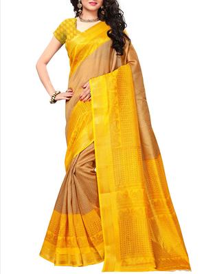 Contrast bordered bhagalpuri saree with blouse - 15348498 - Standard Image - 1