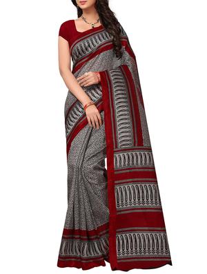 Contrast bordered bhagalpuri saree with blouse - 15348507 - Standard Image - 1