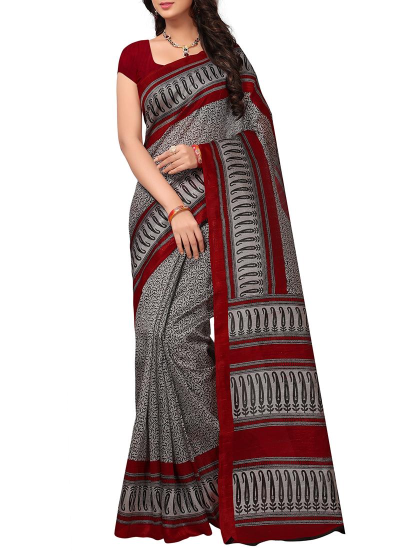 Contrast bordered bhagalpuri saree with blouse - 15348507 - Zoom Image - 1