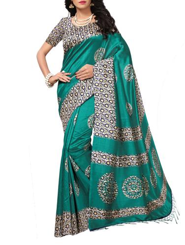 Contrast bordered mysore silk saree with blouse - 15348524 - Very Small Image - 1