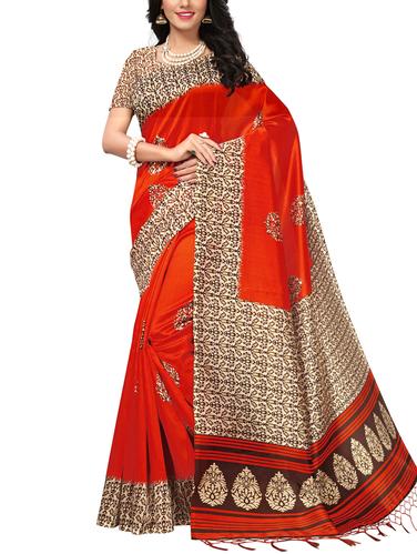 Contrast bordered mysore silk saree with blouse - 15348527 - Very Small Image - 1