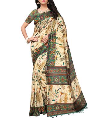 Contrast bordered mysore silk saree with blouse - 15348530 - Standard Image - 1