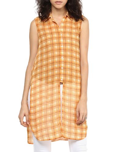 front & side slit checkered tunic - 15348897 - Very Small Image - 1
