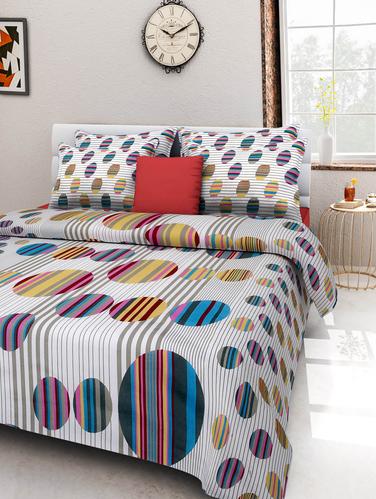 140 TC Cotton Double Bedsheet with 2 Pillow Covers - 15349155 - Very Small Image - 1