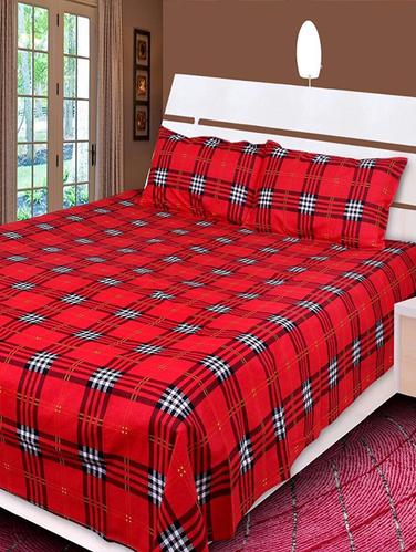 140 TC Cotton Double Bedsheet with 2 Pillow Covers - 15349162 - Very Small Image - 1