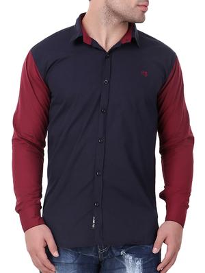 dark blue cotton casual shirt - 15349193 - Standard Image - 1