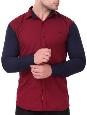 maroon cotton casual shirt - 15349194 - Standard Image - 1