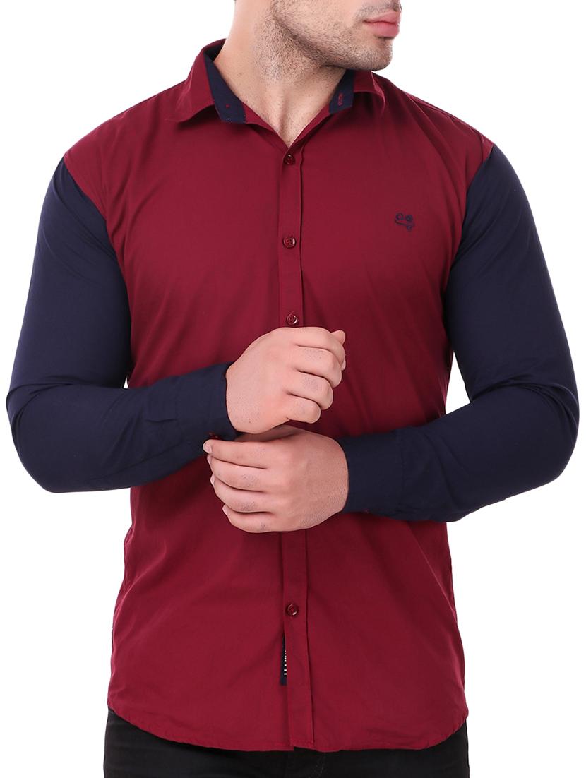 maroon cotton casual shirt - 15349194 - Zoom Image - 1