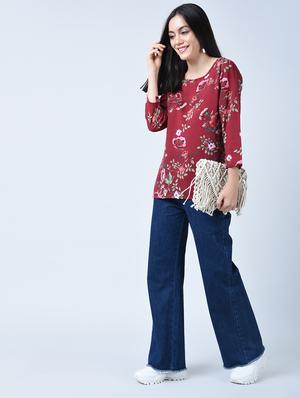floral round neck top - 15349222 - Standard Image - 4