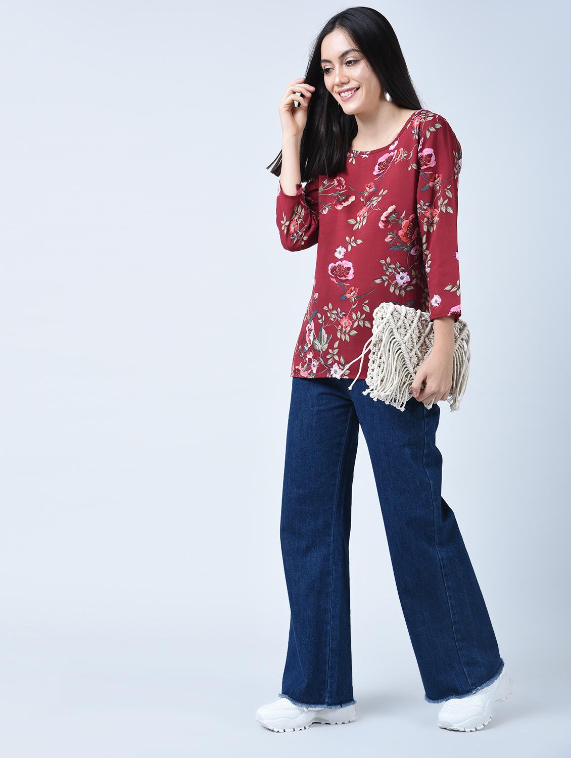 floral round neck top - 15349222 - Zoom Image - 4