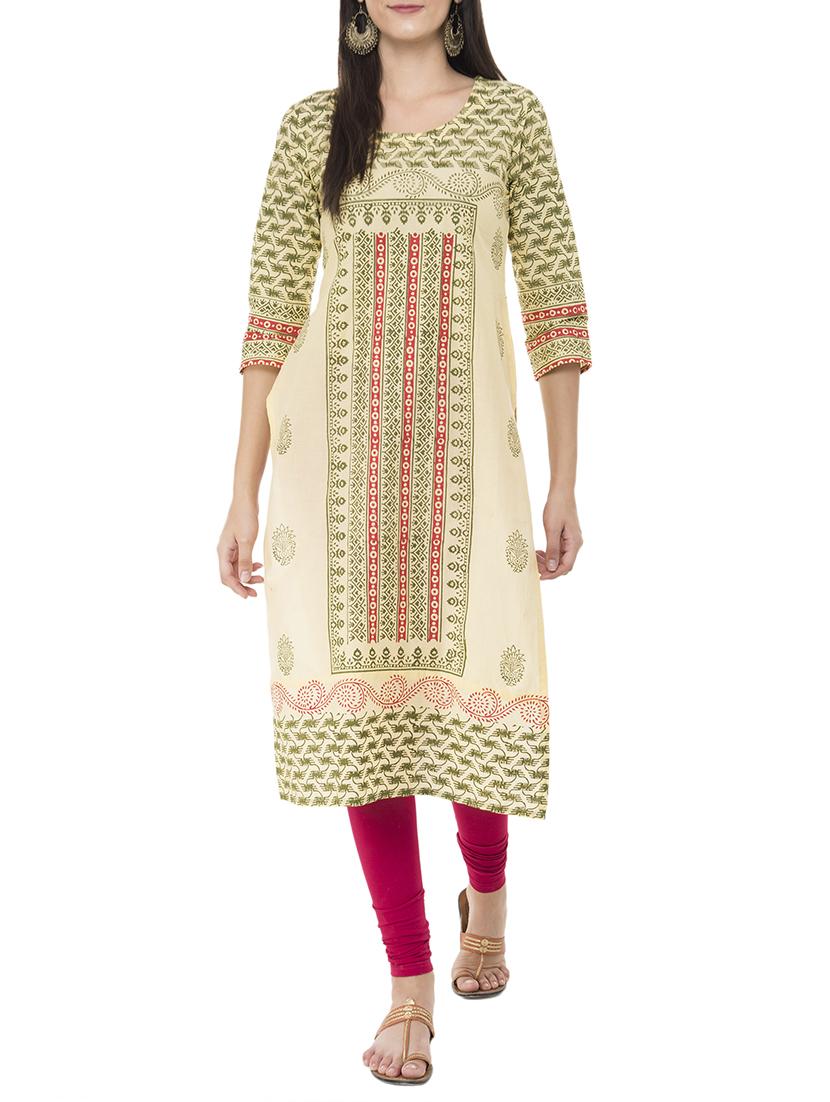 printed straight kurta - 15349405 - Zoom Image - 1