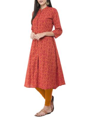 red a-line kurta - 15349406 - Standard Image - 2